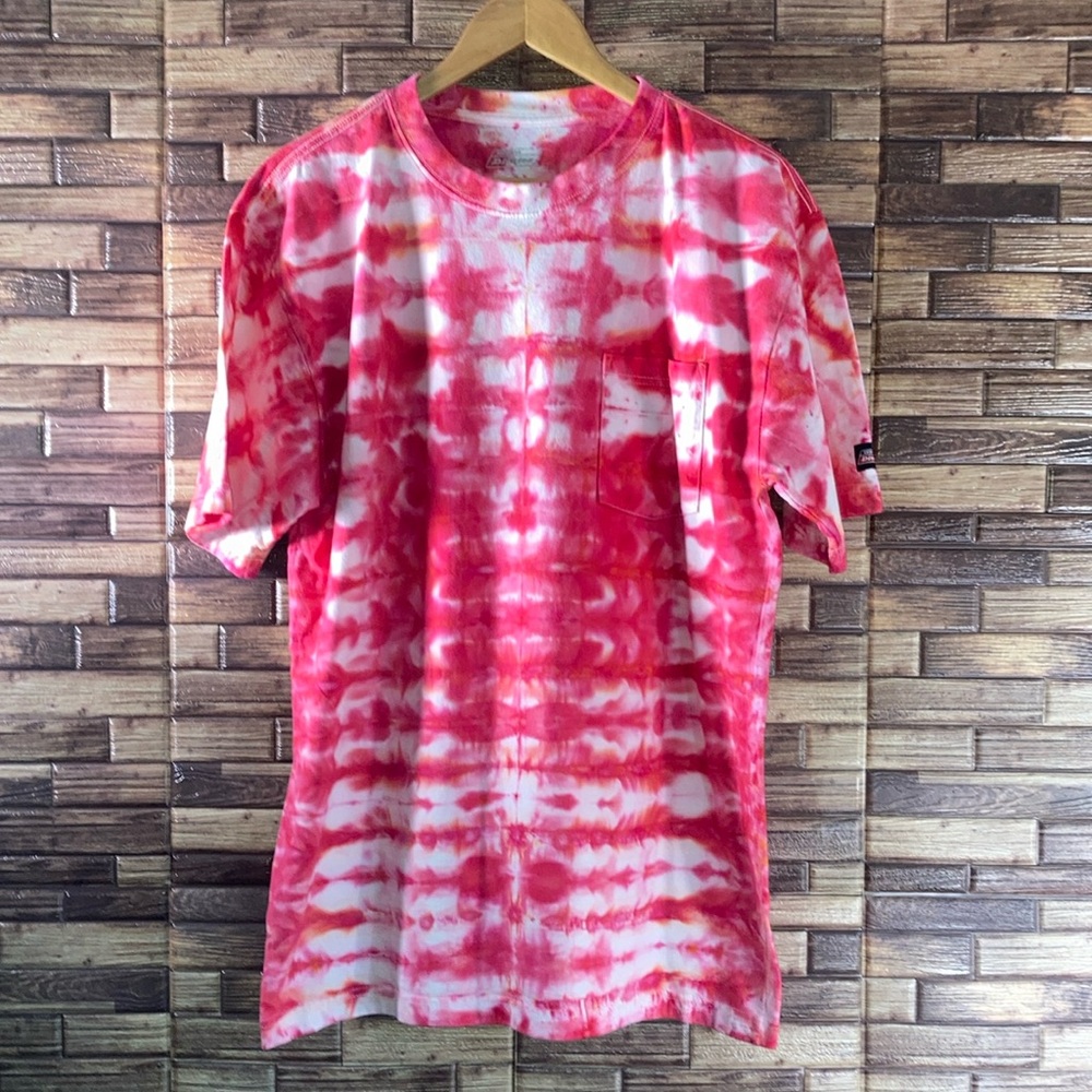 Unisex Large Dickies Tie Dye T Shirt Punk & White